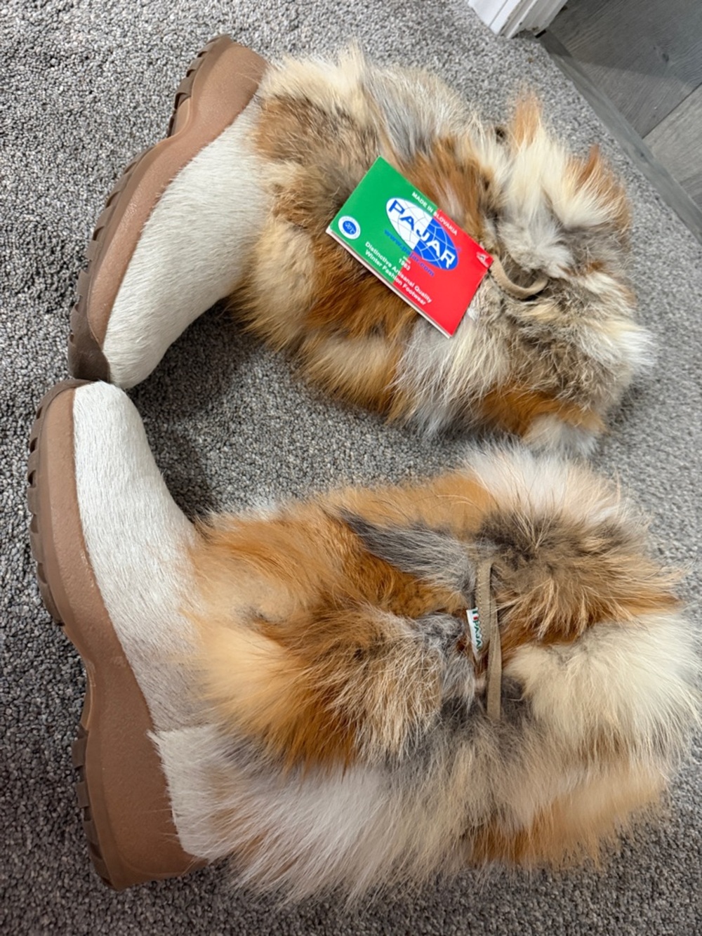 Faux Fur Winter Boots - Multi-Tone Tan & Cream - Picture 4 of 6